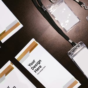 Brochure and name tags Brochure and name tags